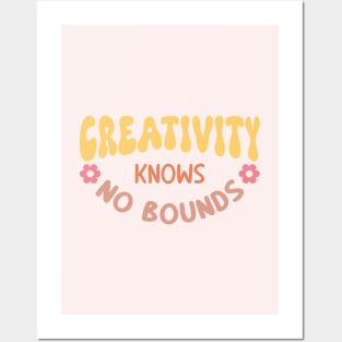 Creativity Knows No Bounds. Boho lettering motivation quote Posters and Art